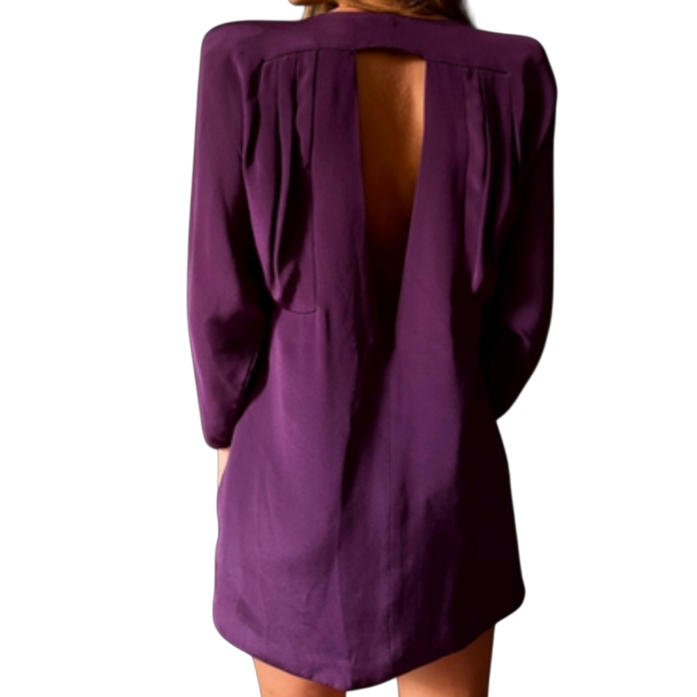Gucci 100% silk Purple asymmetrical zip Pleated Cutout Elegant Dress Sz 42/Med - Picture 3 of 16